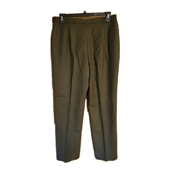 Sag Harbor 100% Wool Back Stretch Pants Sz 16 Olive Side Close Lined - Picture 2 of 5